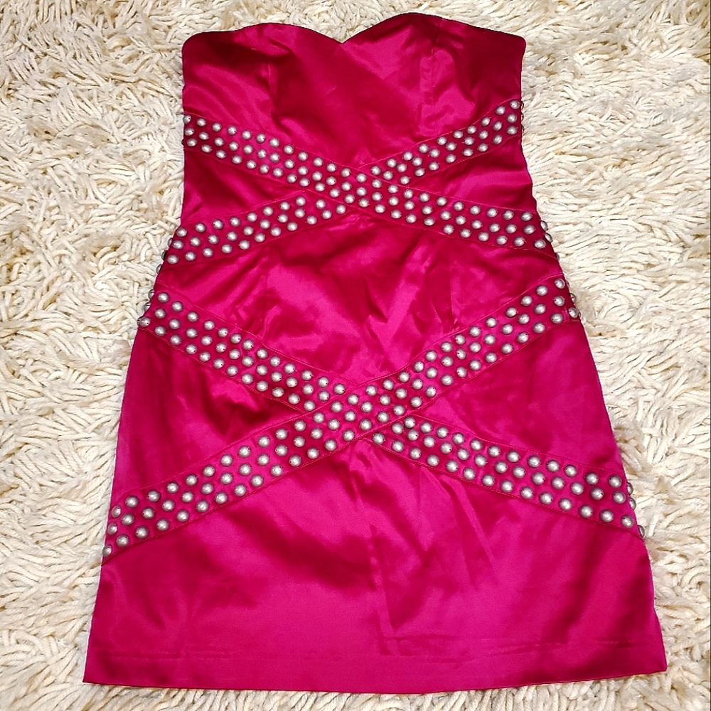 2B BEBE Women's Studded Strapless Cocktail/Party Dress